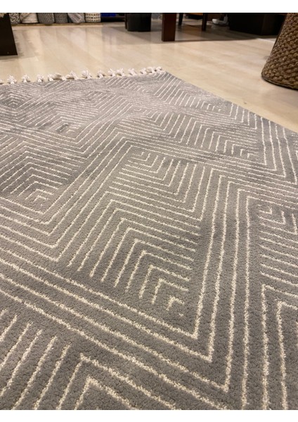URBAN 01 Gri Beyaz Salon Halısı Hav Toz Vermez Mutfak Halısı Yumuşak Dokulu Koridor Halısı Kesme Yolluk modelleri