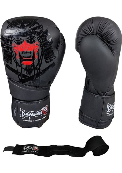 Giftoom Spor-Dragon  Yakuza Boks Eldiveni ve 3,5metre Dragon Siyah Boks Bandajı