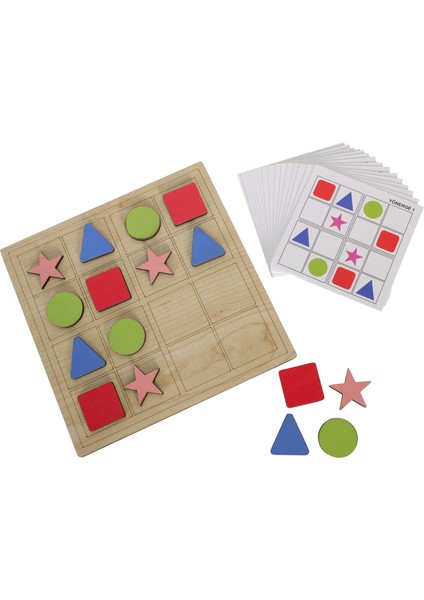 Çocuklar Için Şekillerle Ahşap Sudoku