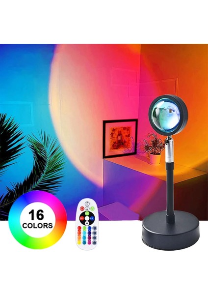 Uzaktan Kumandalı Gün Batımı 16 Renkli Gökkuşağı Rgb Atmosfer Projeksiyon