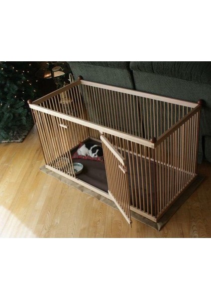 Ahşap Köpek Çiti Sık Aralık Kapısı Yan Taraftadır 60 cm x 1 Metre