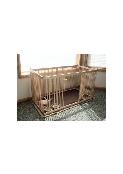 Ahşap Köpek Çiti Sık Aralık Kapısı Yan Taraftadır 60 cm x 1 Metre