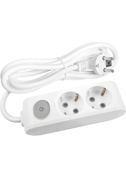 Multi-Let 2'li Anahtarlı Kablolu Priz 1 Mt Beyaz