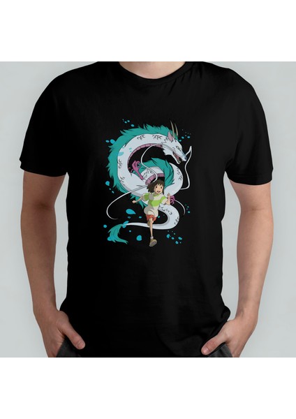 Studio Ghibli - Spirited Away %100 Pamuklu Bisiklet Yaka T-Shirt Model - 1