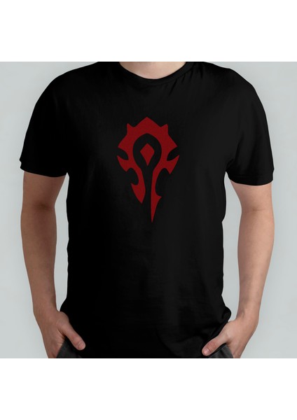 World Of Warcraft - Horde %100 Pamuklu Bisiklet Yaka T-Shirt Model - 1