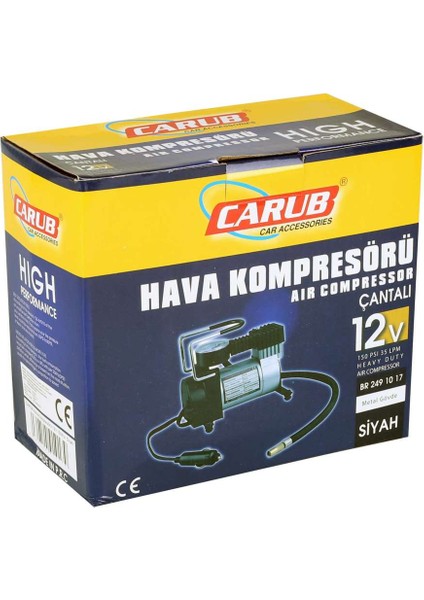 Hava Kompresörü Metal Kaliteli Çakmaklıklı 12V 150 Psı