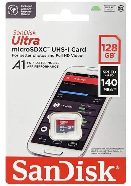 Ultra 128GB 140MB/S Microsdxc Uhs-I Hafıza Kartı SDSQUAB-128G-GN6MN