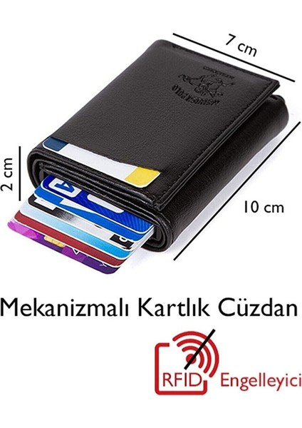 Anıl Bags Erkek Mekanizmalı Otomatik Kızaklı Kartlık Cüzdan Siyah