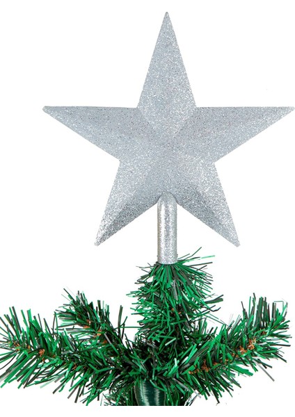 Yılbaşı Çam Ağacı Tepeliği Içi Dolu 20CM Gümüş