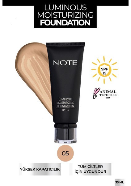 Note Luminous Moisturizing Fondöten 05 Honey Beige