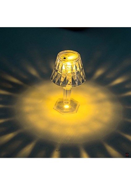 Küçük Boy Kristal Elmas LED Masa Lambası Pilli Projeksiyon Şeffaf Abajur 12 cm fiyatları