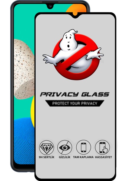 Samsung Galaxy M32 Tam Kaplayan Gizli Hayalet Temperli Ekran Koruyucu Cam