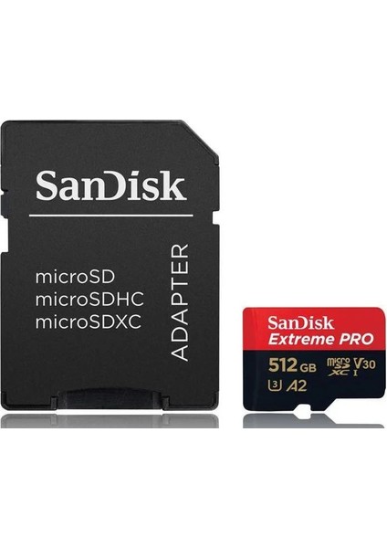 Extreme Pro 512GB 200/140MB/S Microsdxc Uhs-I A2 V30 Adaptörlü Hafıza Kartı SDSQXCD-512G-GN6MA