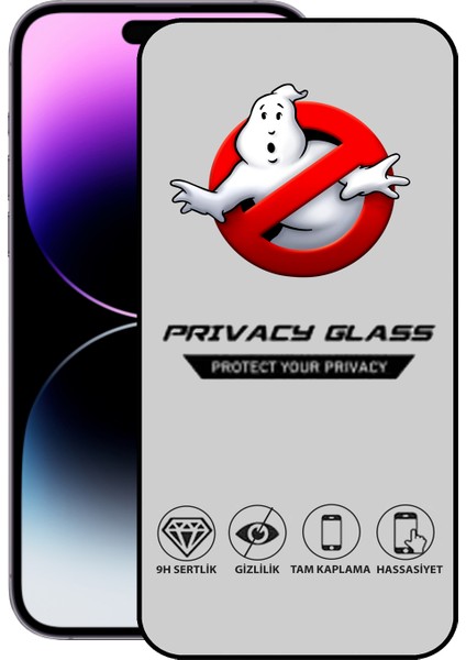 Apple iPhone 14 Pro Max Tam Kaplayan Gizli Hayalet Temperli Ekran Koruyucu Cam
