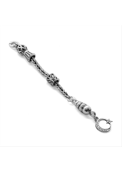 Ayyıldız Kalın Zincirli 925 Ayar Gümüş Püskül