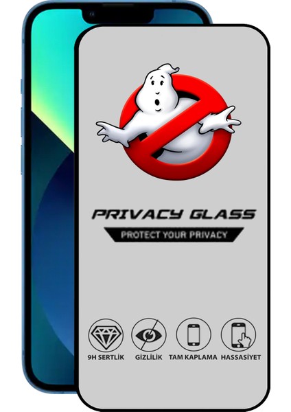 Apple iPhone 13 Tam Kaplayan Gizli Hayalet Temperli Ekran Koruyucu Cam