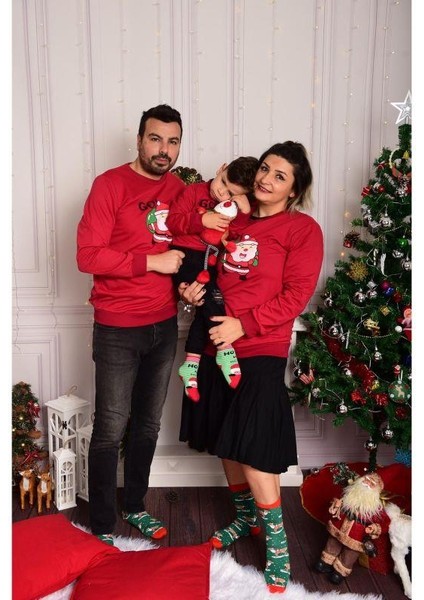 Noel Baba Baskılı Yılbaşı Aile Kombin Sweat fırsatları