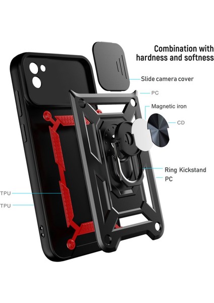 Samsung Galaxy A03 Kılıf Kamera Korumalı Sürgülü Standlı Vega