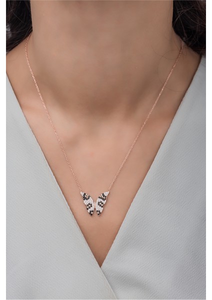 925 Ayar Gümüş Leopar Desenli Kelebek Kolye modelleri