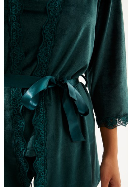 Zümrüt Soft Kadife Truvakar Kol Ip Askılı Pantolon 3lü Pijama Takım modelleri