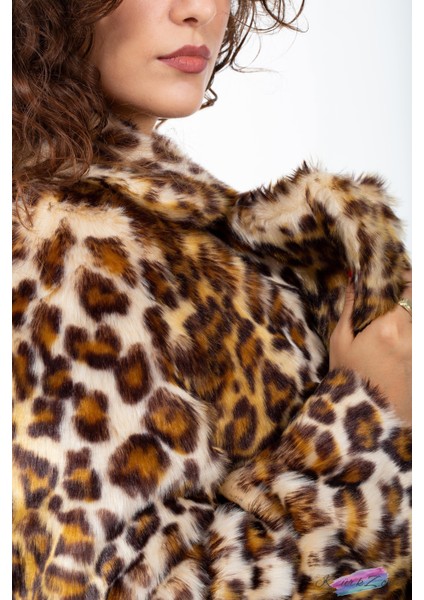 Yeni Sezon Ingiliz Yaka Kadın Kürk Leopar Manto modelleri