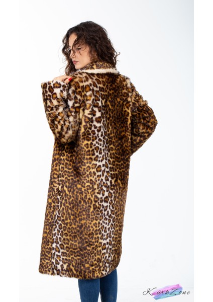 Yeni Sezon Ingiliz Yaka Kadın Kürk Leopar Manto indirimleri