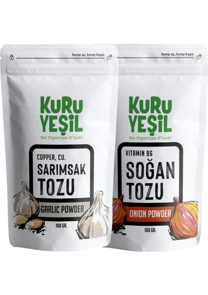 Kuru Yeşil Yerli Sarımsak Tozu 100 gr - Yerli Soğan Tozu 100 gr | Sebze Tozu, Karışık Sebze