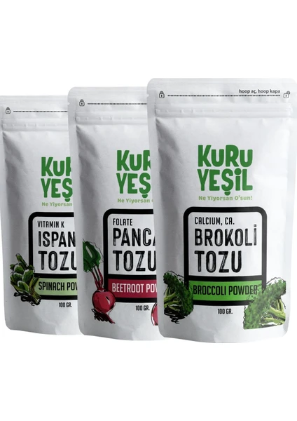 Brokoli Tozu , Pancar Tozu, Ispanak Tozu , Dry Vegetable Powders ,Kuru Sebze Paketi 300 gr