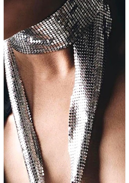 Eşarp Model Zırh Metal Kolye Silver