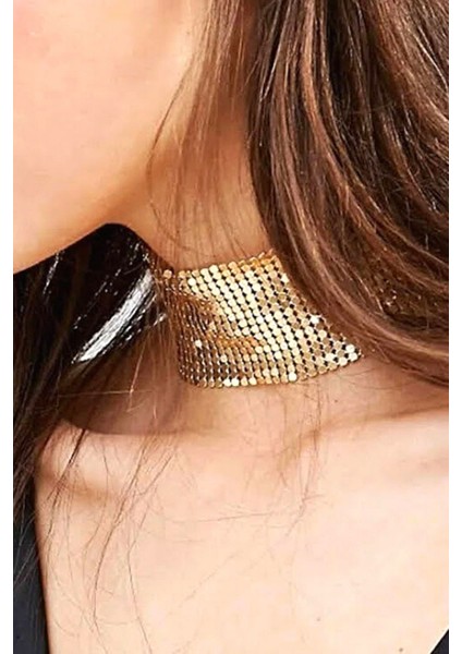 Tasma Model Zırh Metal Kolye Gold