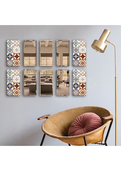 Dekor Camı | Çini Desen Cam ve Ayna | 10'lu Takım | 12,5cm x 25CM modelleri