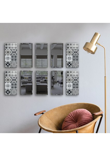 Dekor Camı | Karakalem Çizim Cam ve Ayna | 10'lu Takım | 12,5cm x 25CM modelleri