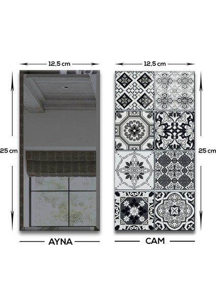 Dekor Camı | Karakalem Çizim Cam ve Ayna | 10'lu Takım | 12,5cm x 25CM indirimleri