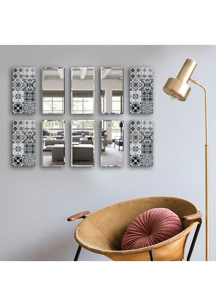 Dekor Camı | Karakalem Çizim Cam ve Ayna | 10'lu Takım | 12,5cm x 25CM modelleri