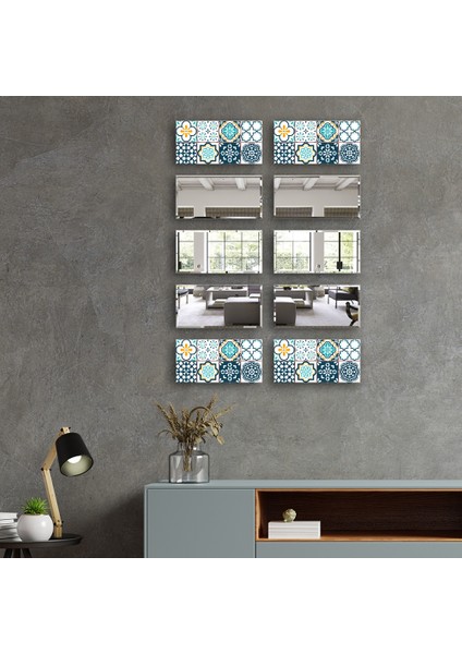 Dekor Camı | Modern Çini Desen Cam ve Ayna | 10'lu Takım | 12,5cm x 25CM fiyatları