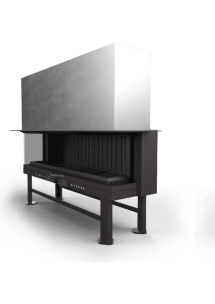 Asansörlü Çelik Şömine Haznesi Üç Yönlü 70'lik