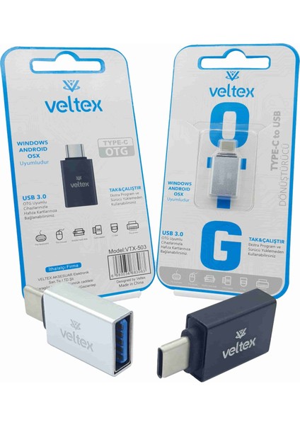 Type-C To USB Metal Dönüştürücü Otg Veltex VTX-503