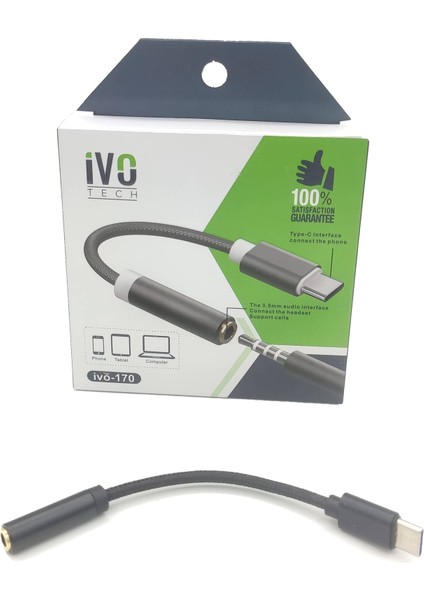 Type-C Aux Kulaklık Dönüştürücü Çevirici İVO-170