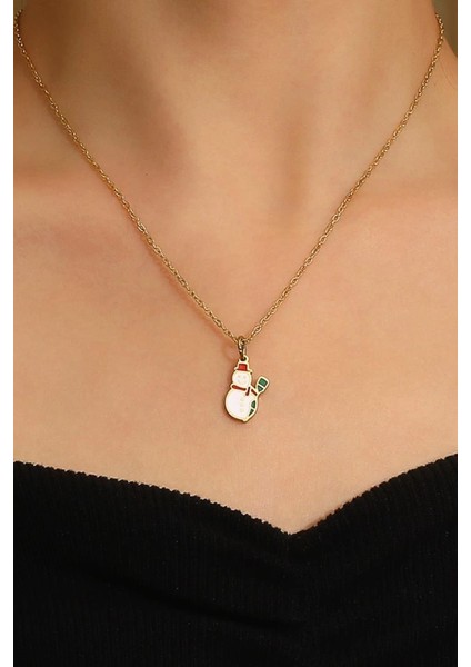 Yılbaşı Kolye Kardan Adam Charm Sallantılı Kolye