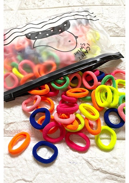 100 Adet Renkli Çantalı Lastik Toka