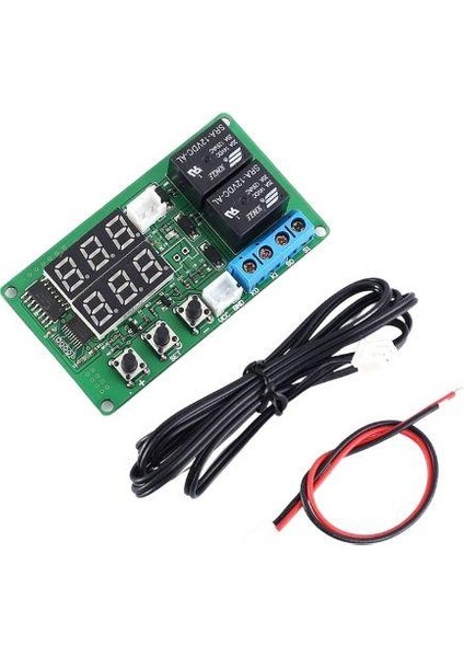 12V 2 Kanal Röle Çıkışlı Dijital Termostat - Kırmızı/yeşil