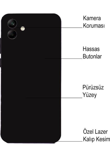 Samsung Galaxy A04 Kapak Mat Siyah Yumuşak Silikon Kılıf