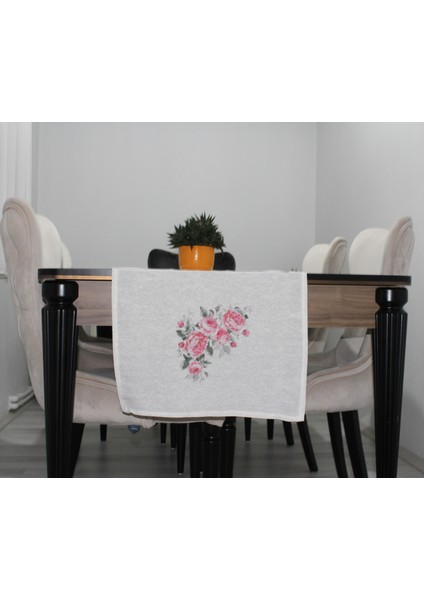 Krem Roses Basıkılı Runner