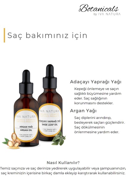 Doğal Cilt ve Saç Bakım Yağı Seti - Papatya, Argan, Adaçayı, Anason