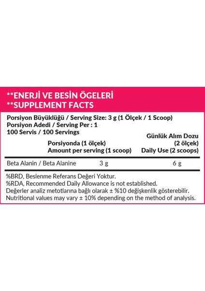 Nutrition Beta Alanıne 300 Gr Aromasız 100 Servis + Shaker