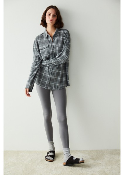 Beige Checked Pijama Üstü modelleri