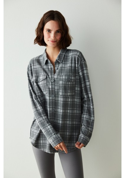 Beige Checked Pijama Üstü fırsatları