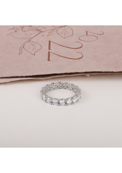 Kadın Gümüş Kare Taş Tamtur Yüzük modelleri