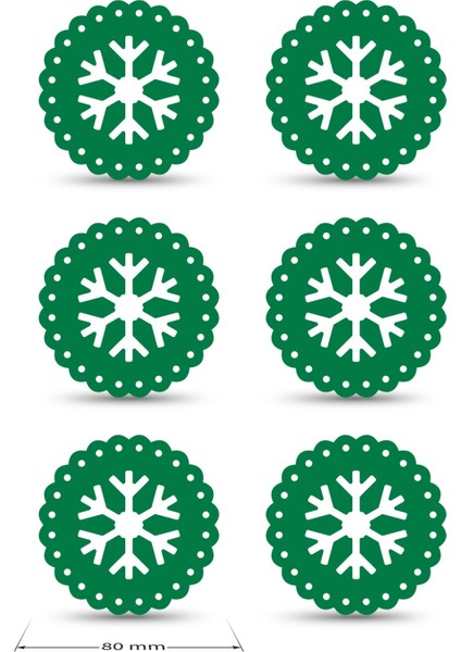 Yılbaşı Temali -5 Dantel Kenar Desenli Yeşil Keçe Bardak Altlığı 6'lı Takım fiyatları