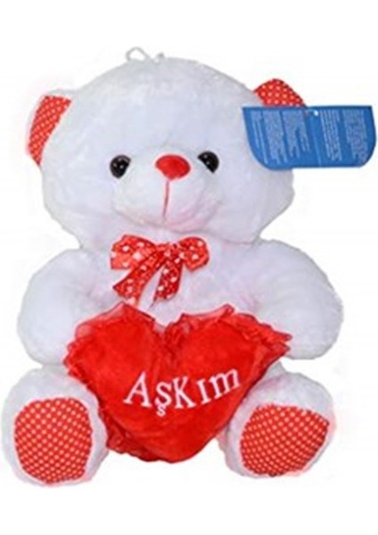 Halley Oyuncak 25 cm Aşkım Kalp Nakışlı Peluş Ayı